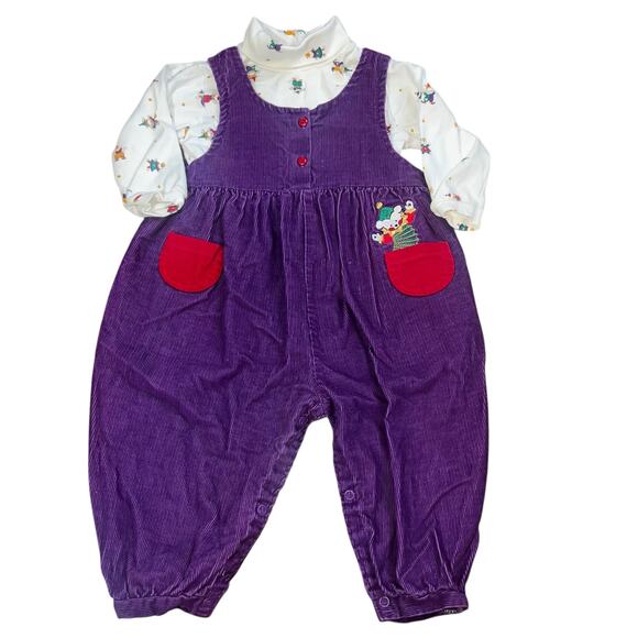 Vintage Carters 90s purple corduroy jester jack in box romper outfit 18-24 month - Picture 1 of 11